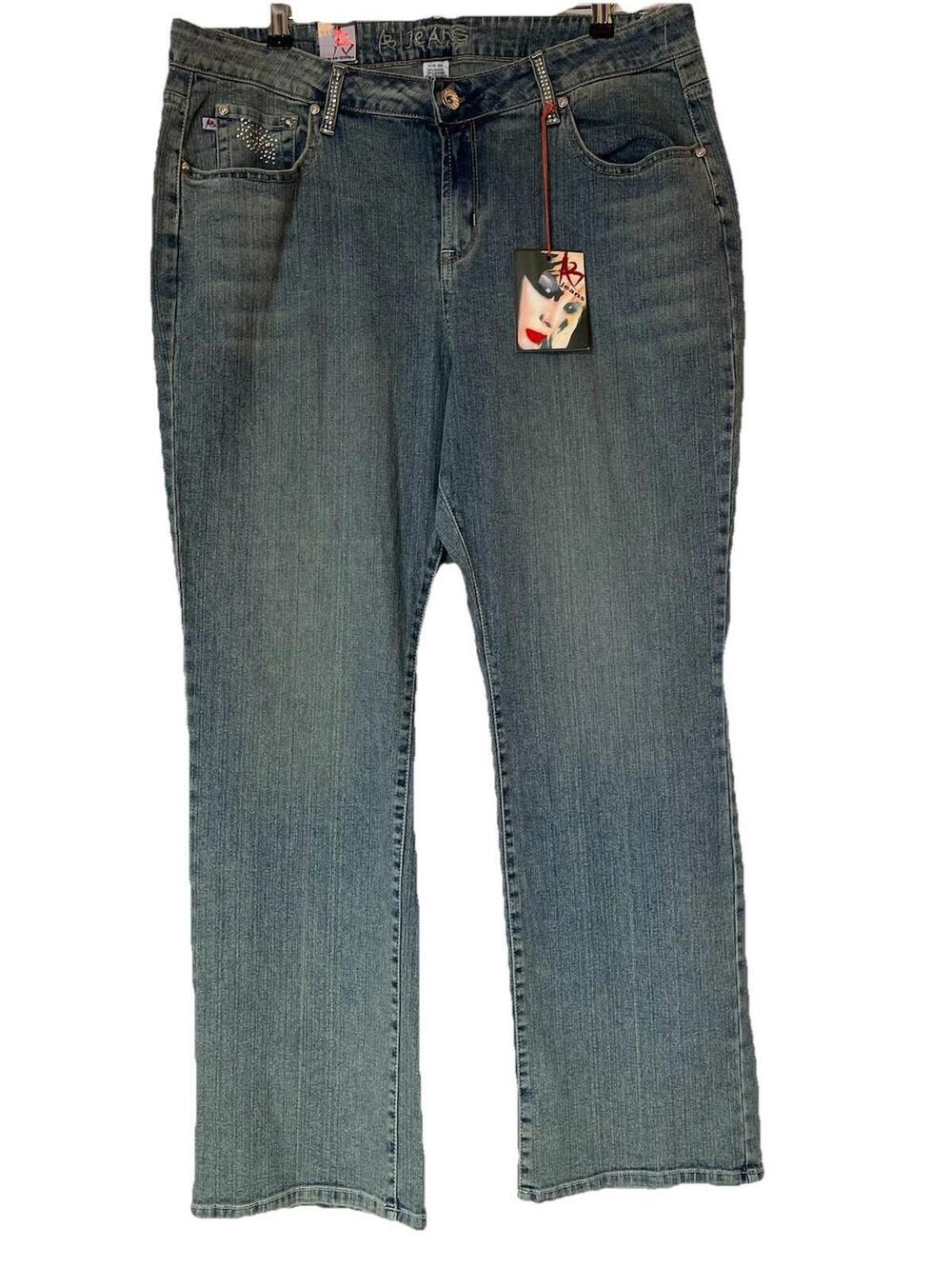 Women’s AB Jeans Style an-1294px Embellished Light Wash Stretch Plus Size 20 NWT